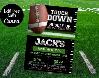 Football Invitation - Football Birthday Invitation-  Editable Football Template Download - Printable Football Birthday Invitation