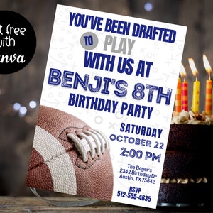 Faire-part de football - Invitation d'anniversaire de football - modèle de football modifiable à télécharger - Faire-part d'anniversaire de football imprimable