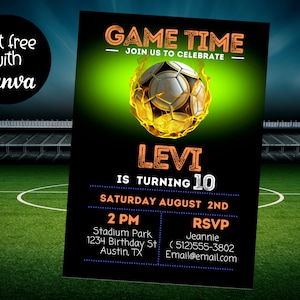 Editable Soccer Party Invitation - Soccer Birthday - Instant Download Soccer Invitation - Football Party Invititation - Sport Theme