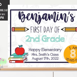 Editable Back to School Sign - Printable Editable First and Last Day of School Sign - Personalized Back to School Instant Download