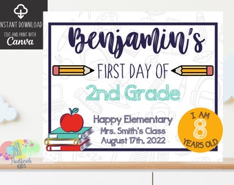 Editable Back to School Sign - Printable Editable First and Last Day of School Sign - Personalized Back to School Instant Download