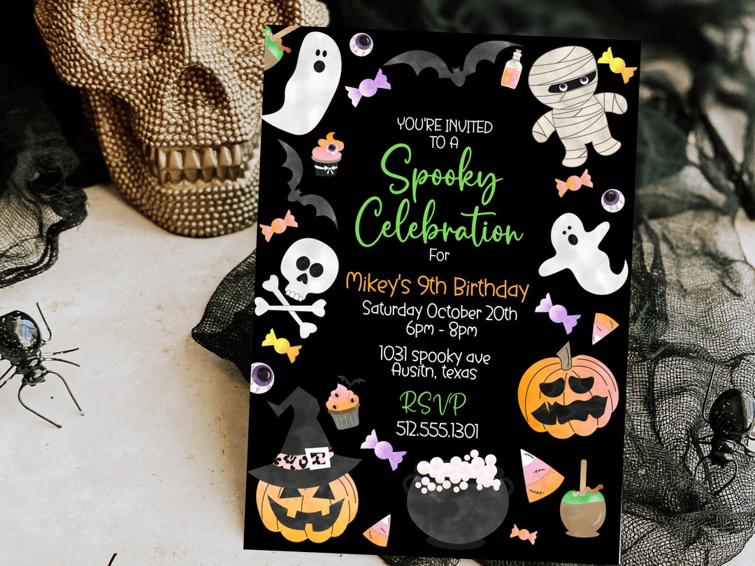 Halloween Birthday Invitation Template - Printable Kids Halloween ...