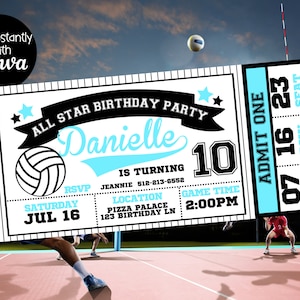 Volleyball Party Invitation - Volleyball Birthday - Volleyball Birthday Party -  All Star Birthday Party - Volleyball Party Decorations