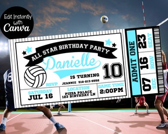 Volleyball Party Invitation - Volleyball Birthday - Volleyball Birthday Party -  All Star Birthday Party - Volleyball Party Decorations