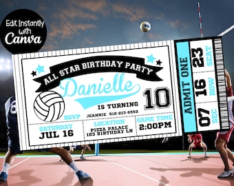 Volleyball Party Invitation - Volleyball Birthday - Volleyball Birthday Party -  All Star Birthday Party - Volleyball Party Decorations