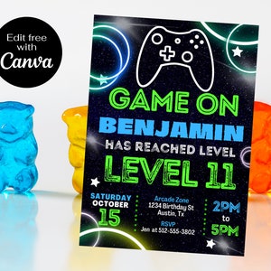 Instant Download Gamer Birthday Invitation - Video Gamer Invite Theme - Personalized Party Invite - Gamer Party Invitation
