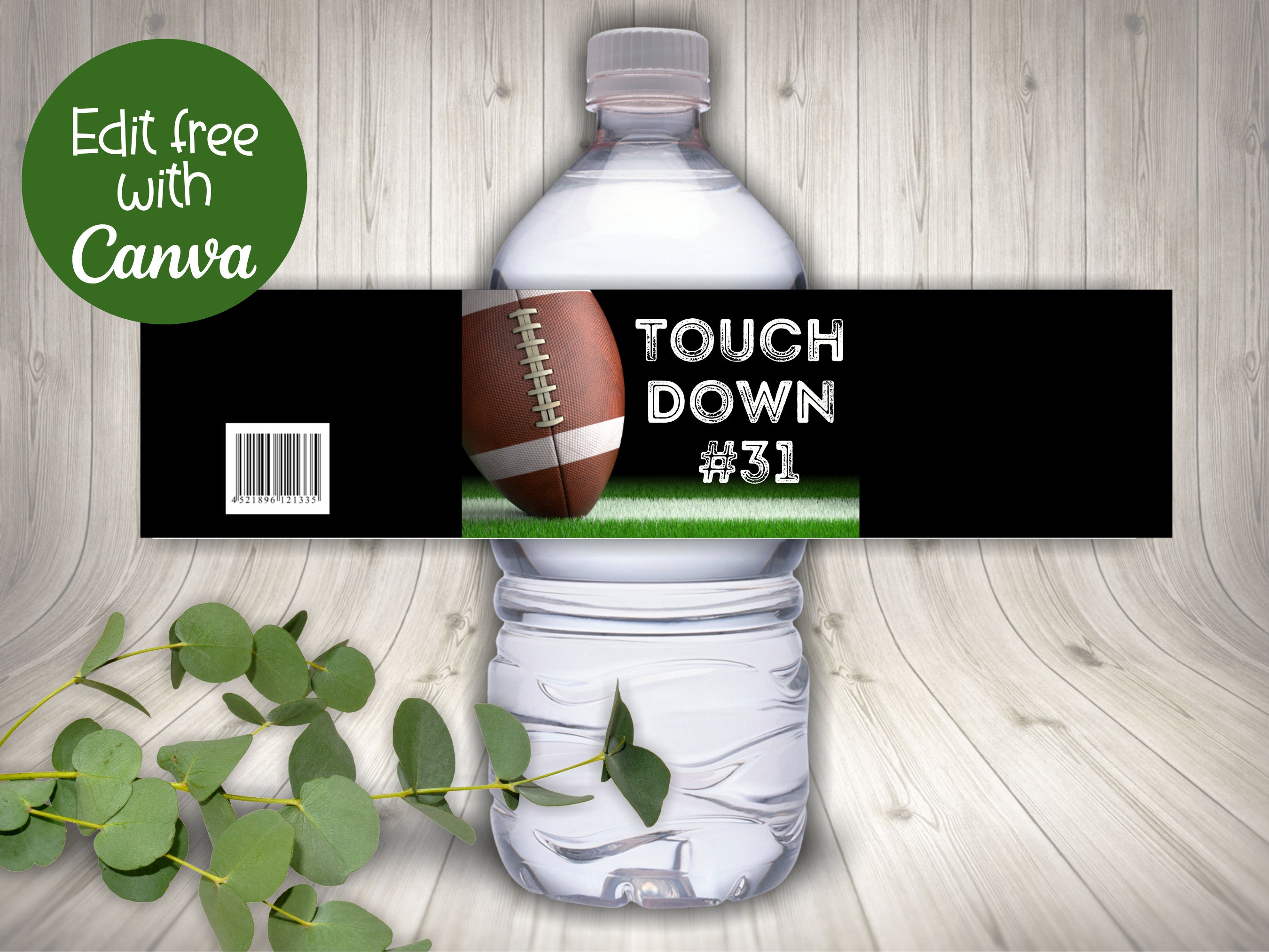 Editable Football Water Bottle Label Jfootball Birthday Party Etsy
