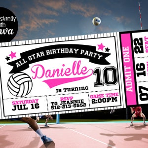 Volleyball Party Invitation - Volleyball Birthday - Volleyball Birthday Party -  All Star Birthday Party - Volleyball Party Decorations