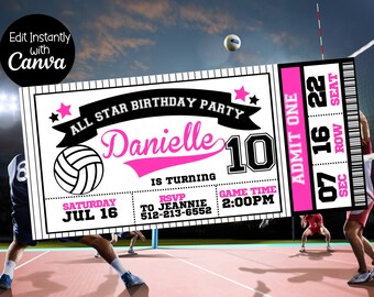 Volleyball Party Invitation - Volleyball Birthday - Volleyball Birthday Party -  All Star Birthday Party - Volleyball Party Decorations