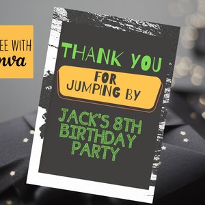 Trampoline Party Favor Tag- Jump Birthday Party- Bounce House Invitation, Editable Instant Download Trampoline Party