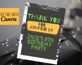 Trampoline Party Favor Tag- Jump Birthday Party- Bounce House Invitation, Editable Instant Download Trampoline Party