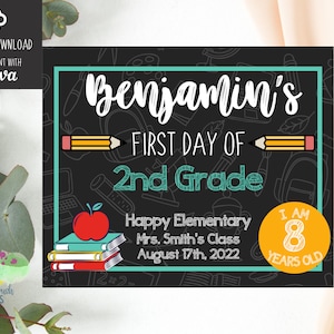 Editable Back to School Sign - Printable Editable First and Last Day of School Sign - Personalized Back to School Instant Download