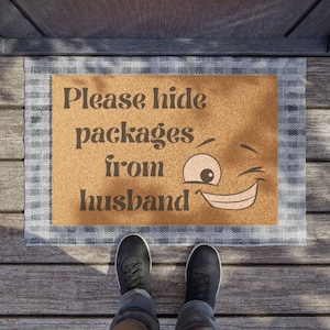 Funny Coir Doormat: Please Hide Packages From Husband