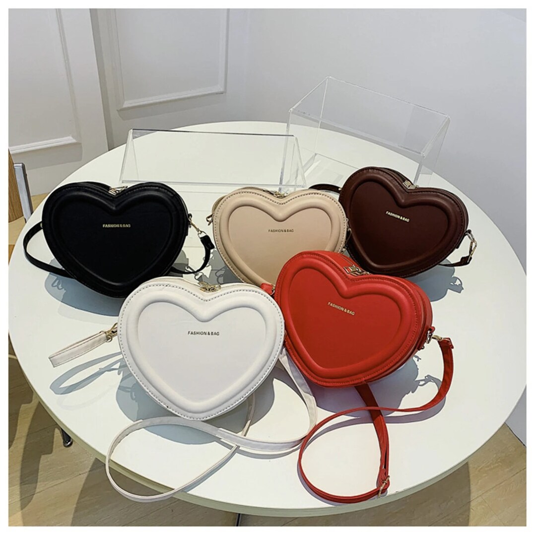 Heart Shaped Handbag, Minimalist Heart Design Novelty Bag, Peach Heart ...