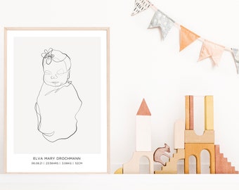 DIGITAL Birth Print | Custom Poster Print | Baby Print | Little One Keepsake| Newborn Baby Illustration | Baby Reveal | Welcome to the World