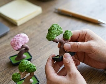 Articulating Mini Bonsai Trees | Wood Texture Fidget Decor (Set of 3)