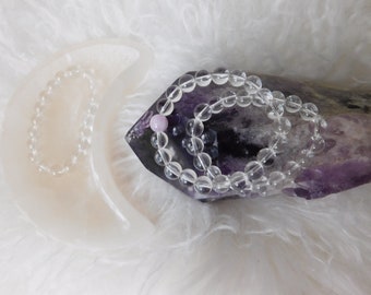 Bracelet perlé en cristal de quartz clair