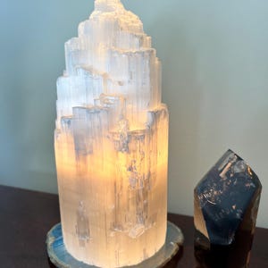Raw Selenite Skyscraper Lamp