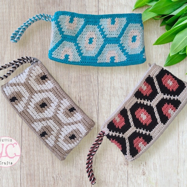 Easy ZIPPER POUCH Crochet Pattern: Written PDF Pattern for Zipper Purse | Pencil Case | Wallet| Tapestry Pattern for Crochet Accessories Bag