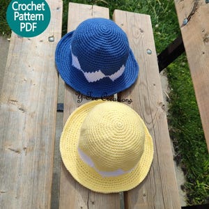 Modèle de chapeau d'été au crochet pour enfants | Bob | Chapeau de soleil au crochet pour tout-petits | Bonnet de plage | Modèle de chapeau bob pour enfants