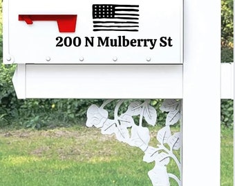 Mailbox Address & USA Flag Decal