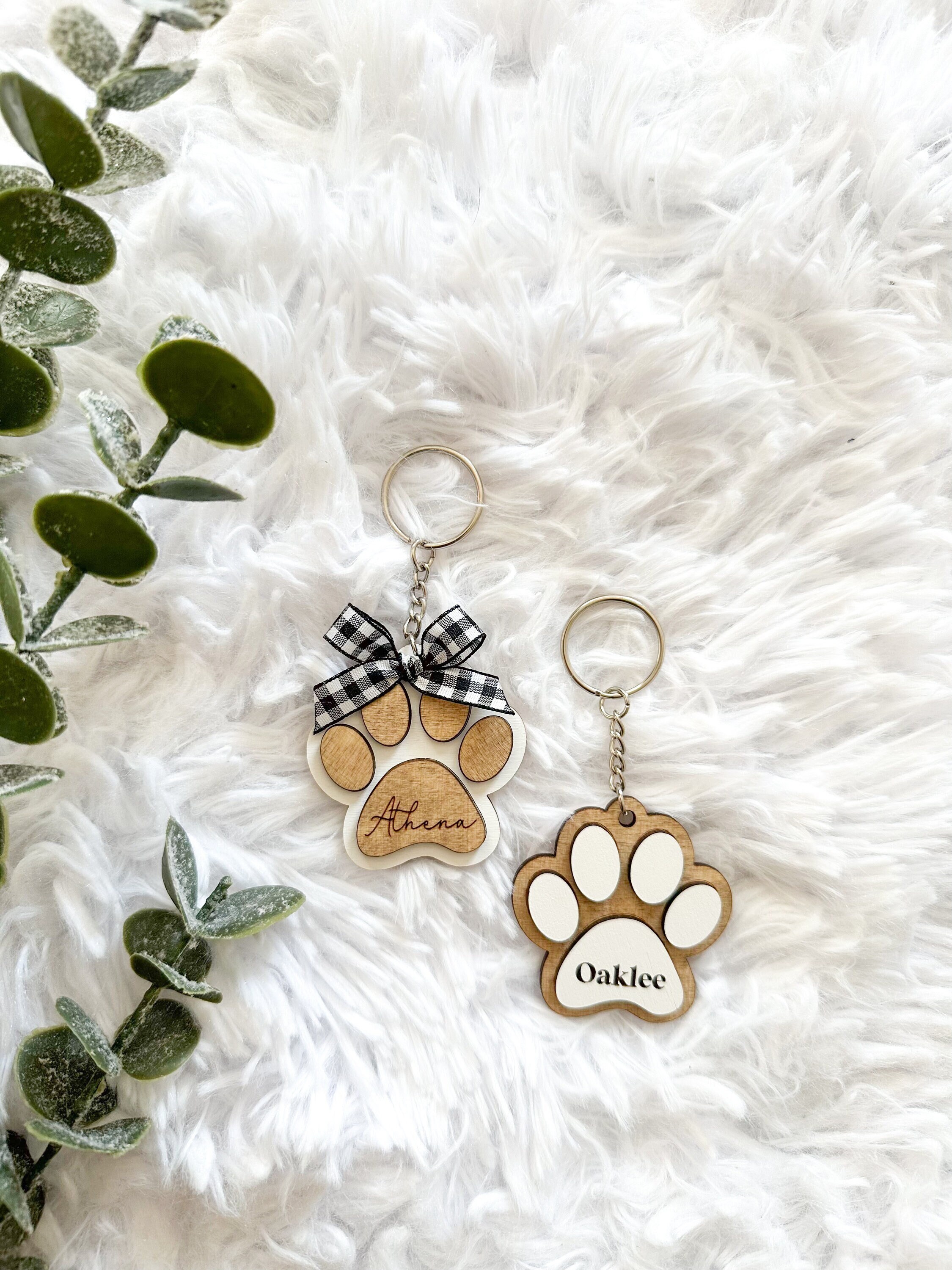 Paw Print Keychain Personalized, Custom Dog Keychain, Pet Name Keychain ...