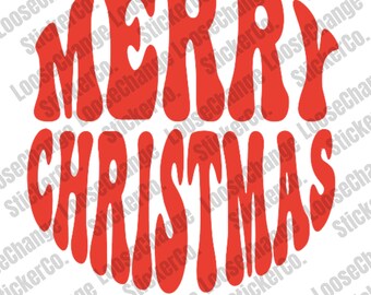 Retro Merry Christmas SVG | Christmas SVG | Merry Christmas Circle SVG | Groovy Xmas Svg |