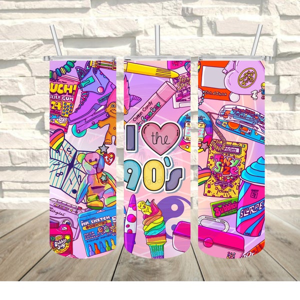 I Love the 90s Retro Vintage 90s Love 90s Fashion Sublimation Tumbler Wrap