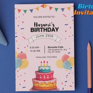 Colorful Playful Birthday Party Invitation | Editable Template | Kids Birthday Digital Invite | Canva Editable Instant Download