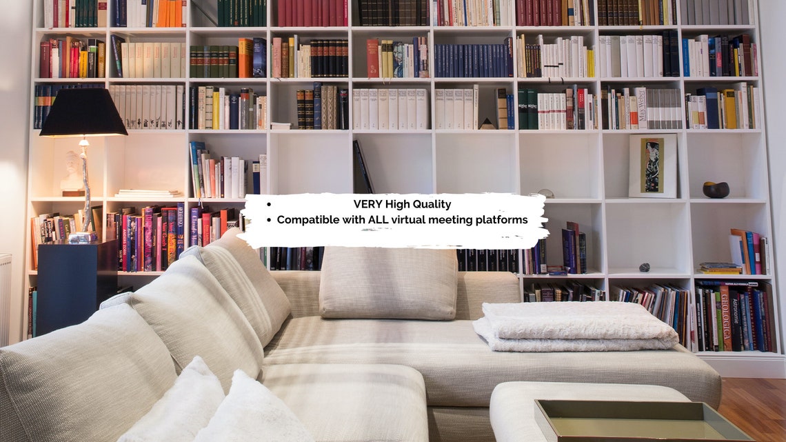Bookshelf Background for Zoom, Home Office Virtual Meeting Background