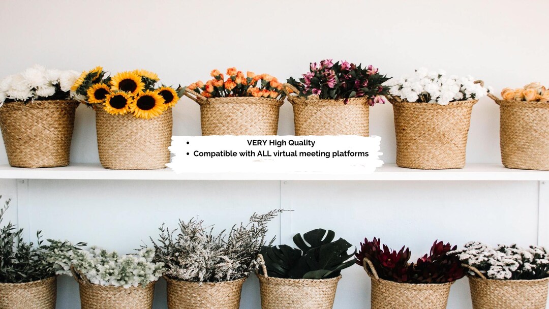 Flower Wall Zoom Background Office for Virtual Meetings, Digital