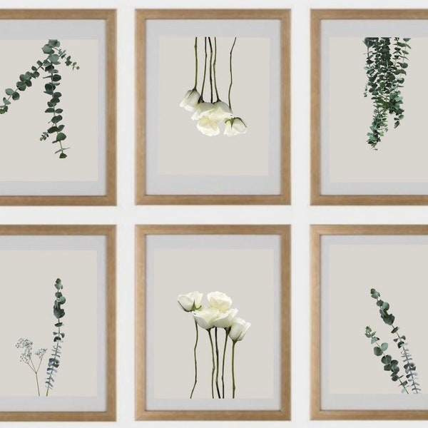 Wall decor- Realistic Eucalyptus and roses digital print