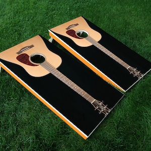 Cornhole Decal Cornhole Wrap Acoustic Guitar - Set of 2 vinyl decals, 24&quot; x 48&quot; - Does not include boards or bags, Decals ONLY