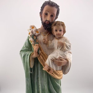 12&quot; St. Joseph with Baby Jesus statue | 30 cm. San Jose con el Niño Jesús estatua | Religious statuary | Figura católica