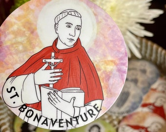 Pegatina impermeable de San Buenaventura / Calcomanía de San Buenaventura/pegatina / Regalo católico / Confirmación / Santo Patrono /Calcomanía de Santos /Santos