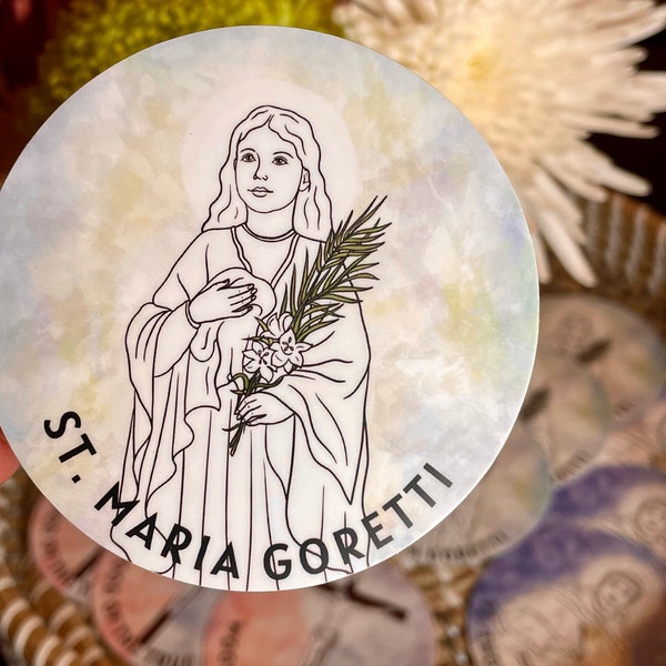 St. Maria Goretti waterproof sticker | Santa María Goretti calcomanía/pegatina | Catholic gift | JMJ | WYD | Patron Saint |Saint Decal