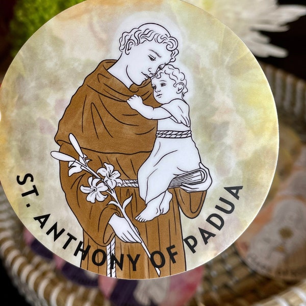 St. Anthony of Padua waterproof sticker | San Antonio de Padua calcomanía/pegatina | Catholic gift | Confirmation |Patron Saint |Saint Decal