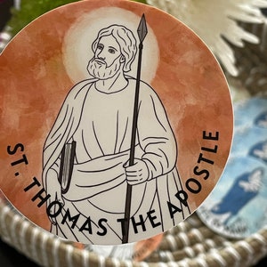 St. Thomas the Apostle waterproof sticker | Santo Tomás Apóstol calcomanía/pegatina | Catholic gift | Confirmation Saint Patron | Católico