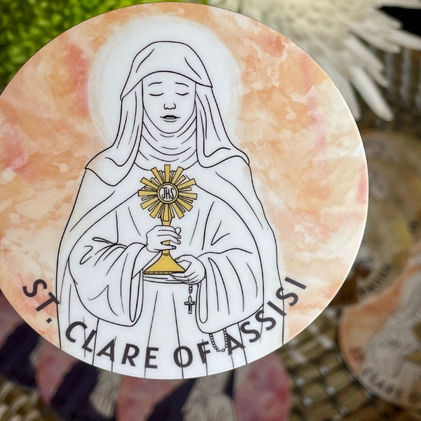 St. Clare of Assisi waterproof sticker | Santa Clara de Asís calcomanía/pegatina | Catholic gift | Confirmation | Patron Saint | Saint decal
