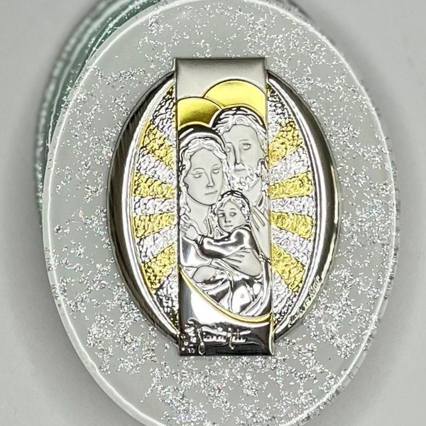 The Holy Family jewelry box murano and silver |Alhajero La Sagrada Familia murano y plata | Religious catholic gift | Bello regalo católico