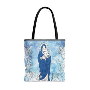 Unsere Liebe Frau der Engel Tragetasche | Bolso Nuestra Señora de los Angeles| Gesegnete Jungfrau Maria katholische Tasche | Weihnachtsmann Virgen Maria bolso/mochila