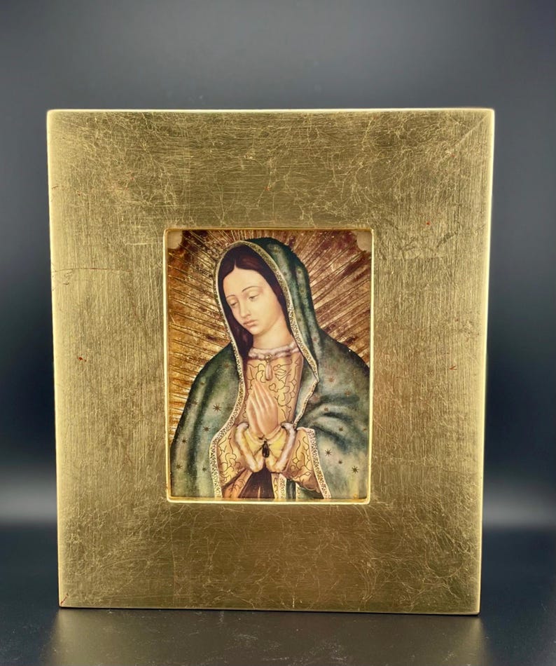 Bust of Our Lady of Guadalupe Gold Leaf Thin Frame: Religious ...