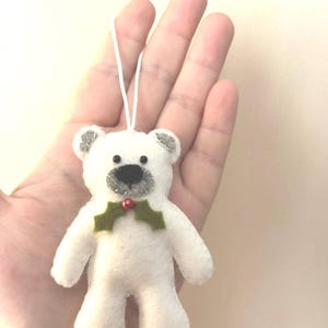 Weiß Wollfilz Teddy Bär Weihnachtsdekoration