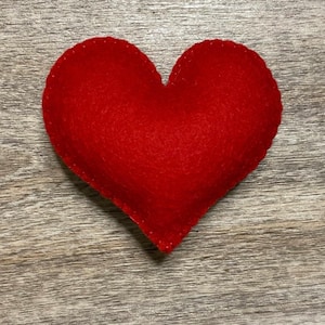 Red, Pink, Blue and Green Wool Felt Hearts 10cm