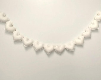 White Wool Felt Hearts Garland