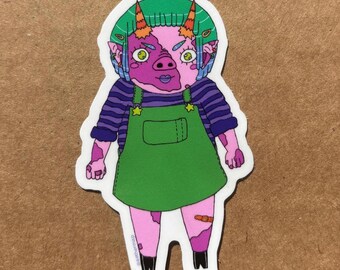 Adesivo della ragazza maiale demone