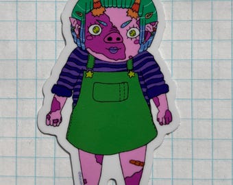 Adesivo della ragazza maiale demone