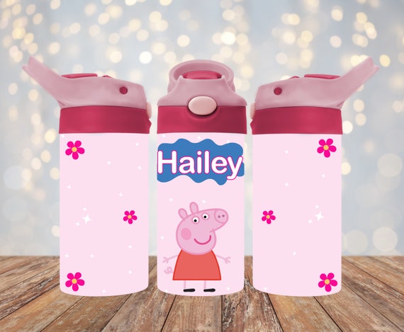 Girl Peppa Pig 12oz Kids Flip Top Sippy Cup Tumbler Wrap, 12oz Straight  Tumbler Sublimation PNG, Girl's Peppa Pig Pretty Tumbler Wrap Design 