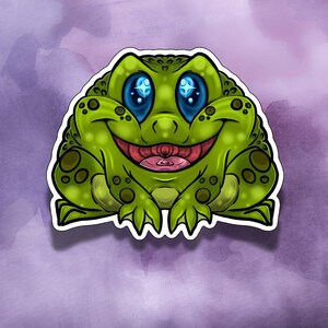 Green Frog | Vinyl Sticker | Toad | Cottage Core | Cute