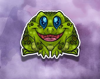 Green Frog | Vinyl Sticker | Toad | Cottage Core | Cute